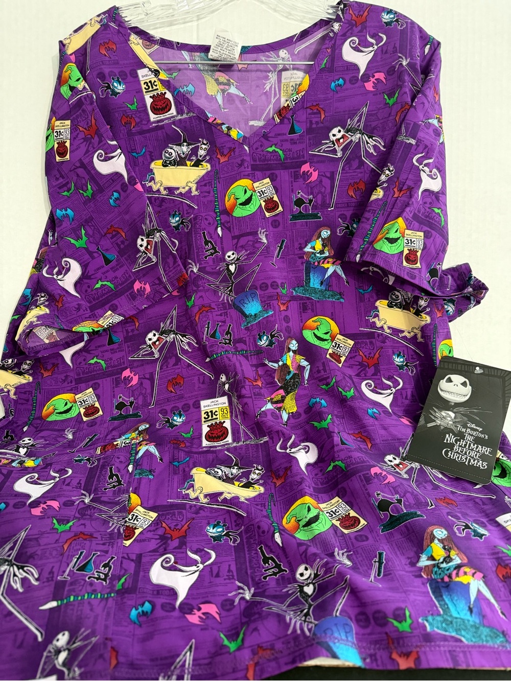 Disney The Nightmare Before Christmas Print Women’s Scrub Top